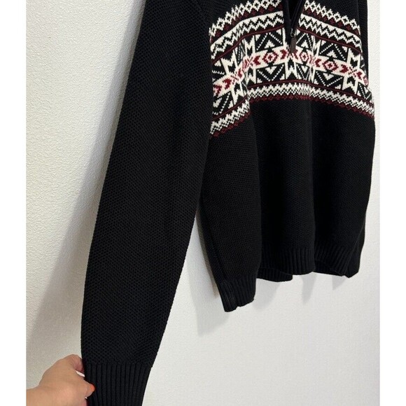 New Men's Size XXL Izod Black Quarter Zip Sweater Amazing Glaze Winter Knit NWOT - Picture 4 of 16